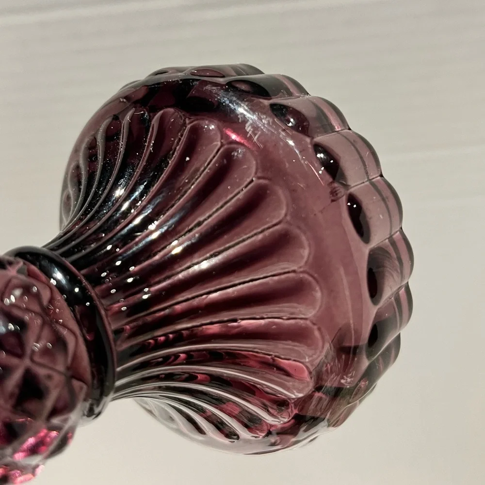 Vintage Purple / Cranberry Pressed Glass Candlesticks – Pair